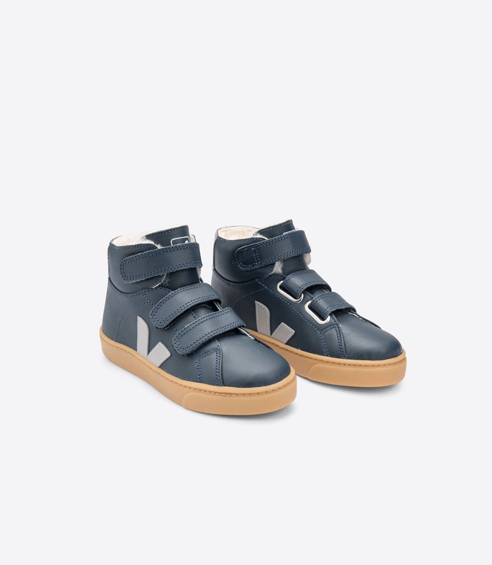 Veja Sneakers Copii - Esplar Mid Piele - Albastri/Albi - 1859046-KL